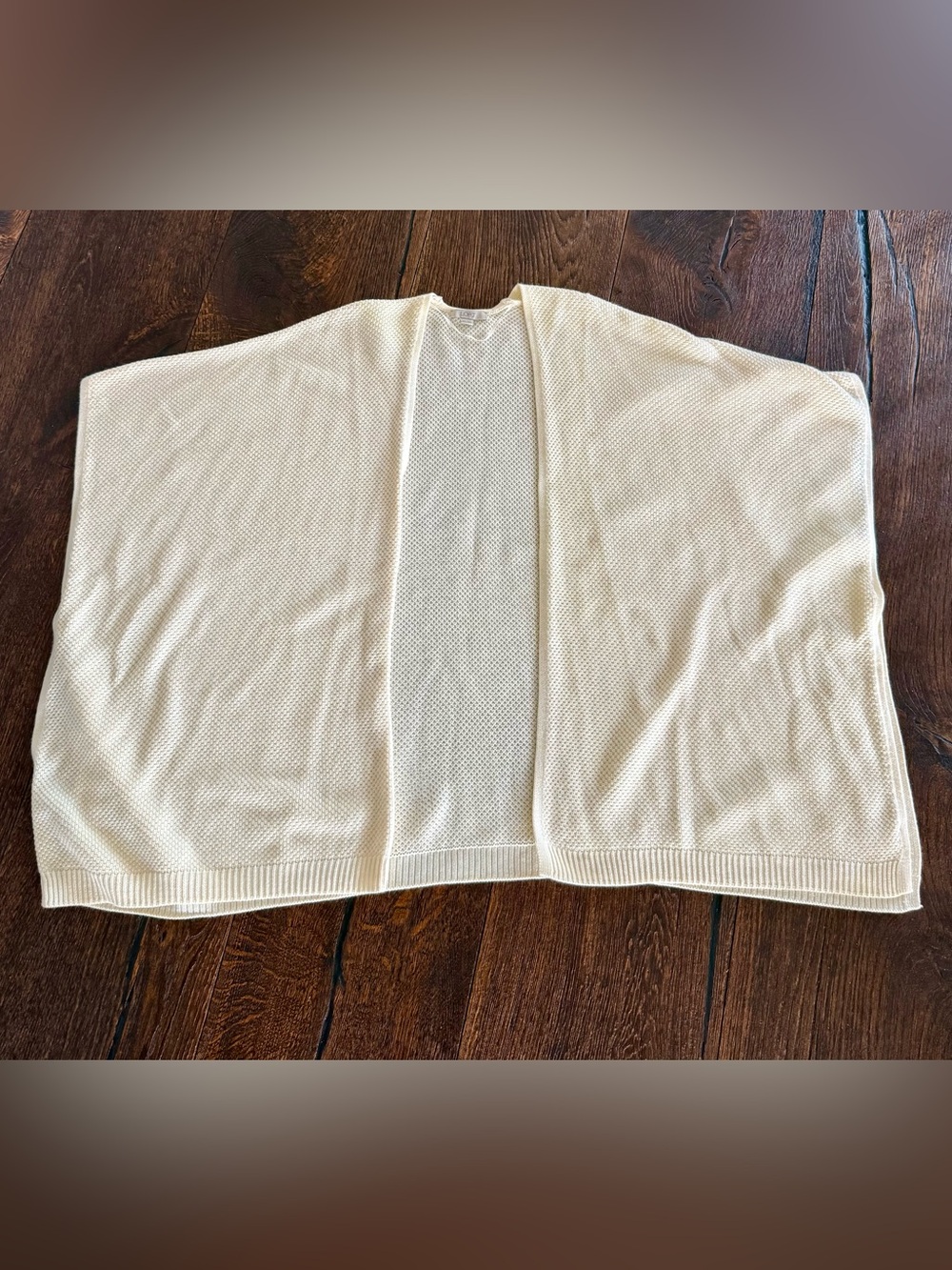 LOFT Cream Open-Front Knit Cardigan